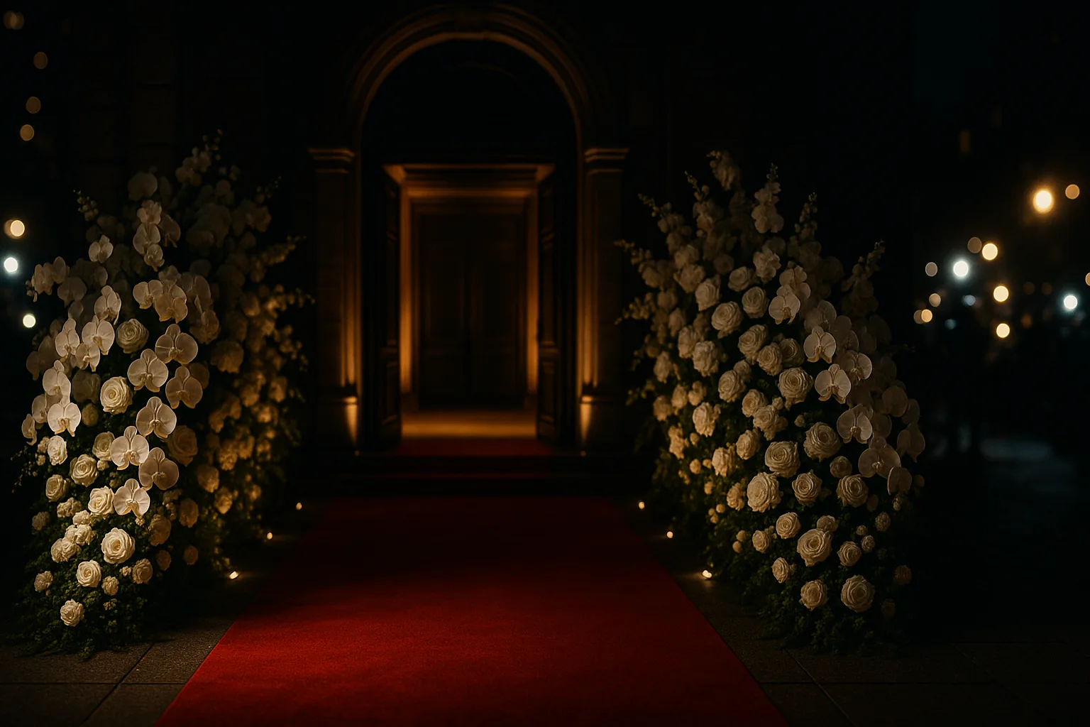 Entrada exclusiva con alfombra roja en un evento